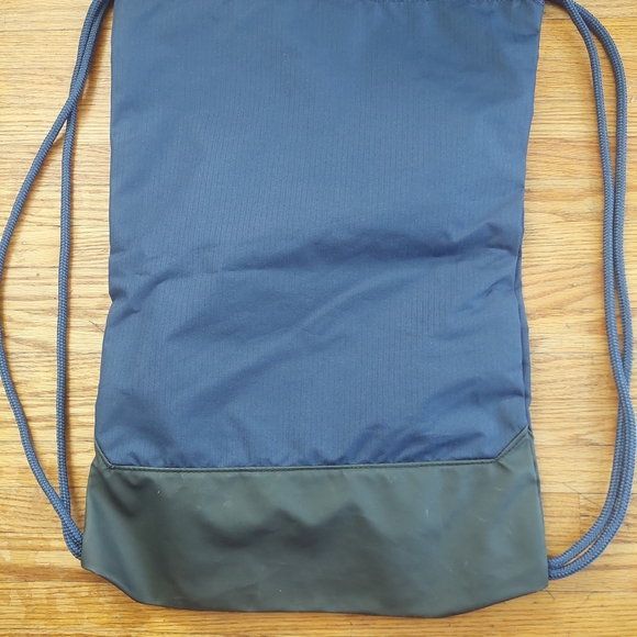 Nike Blue and Black Drawstring Backpack Swoosh Sturdy Double Ribbed Nylon - Picture 5 of 5